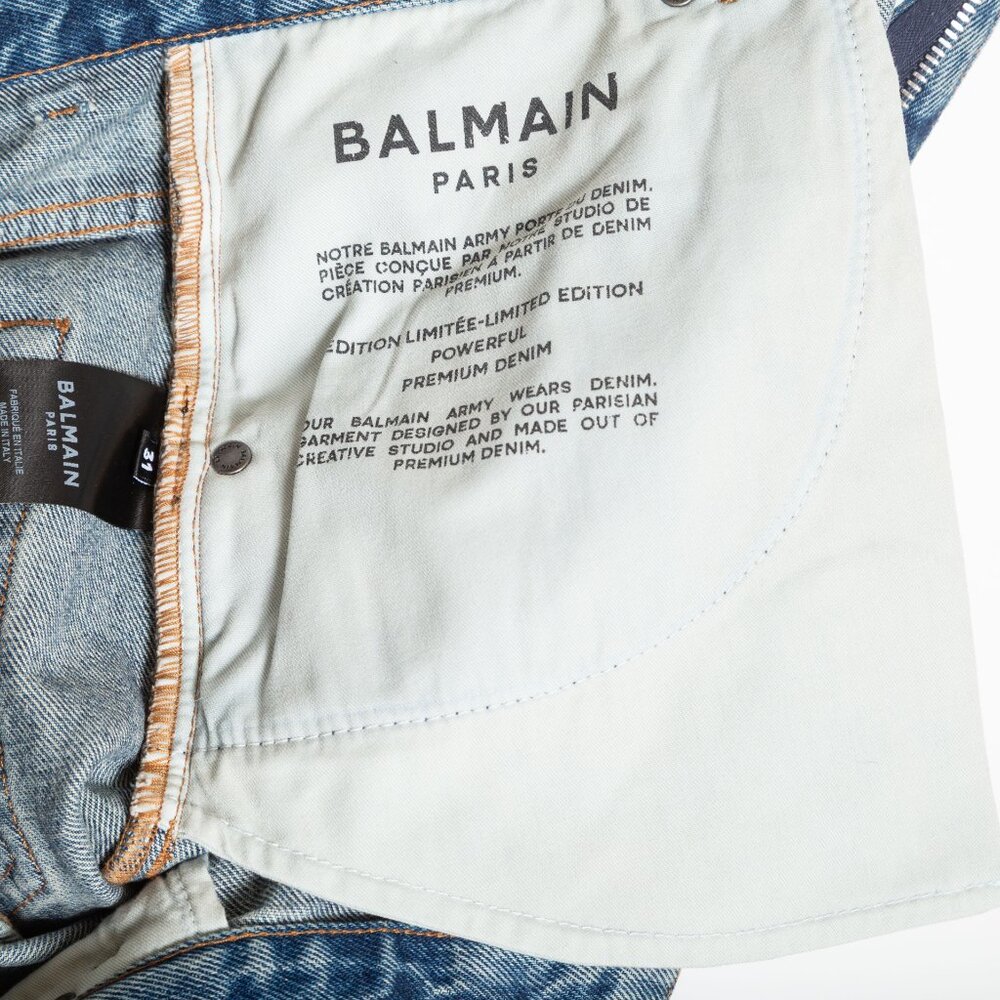 Balmain Blue Ripped Cotton Denim Jean Shorts - Mens Size 31 - NWT - Picture 10 of 14